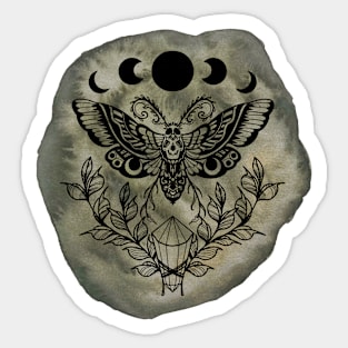 Watercolor Moth Moon Sticker